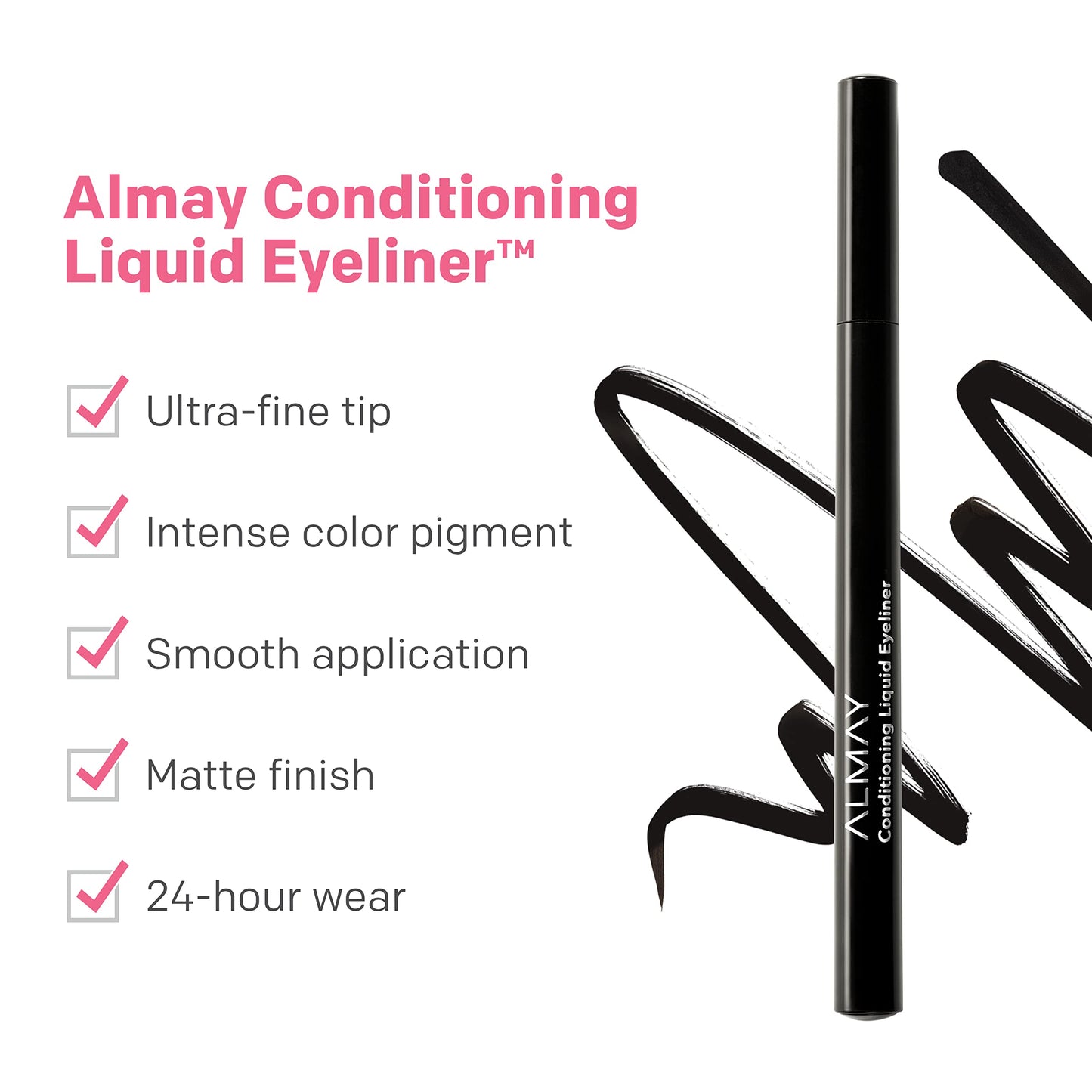 Almay Conditioning Liquid Matte Eyeliner Pen, Waterproof, 30 Navy, 0.03 fl oz