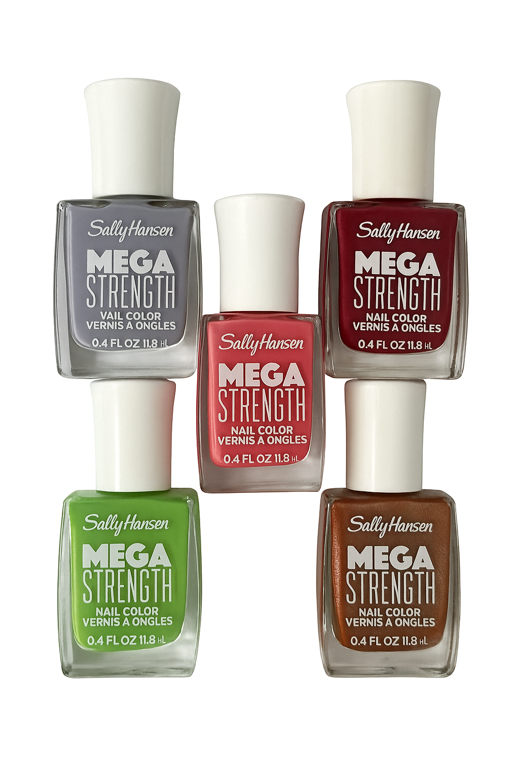 (5-pack) Sally Hansen Mega Strength Nail Polish Bundle