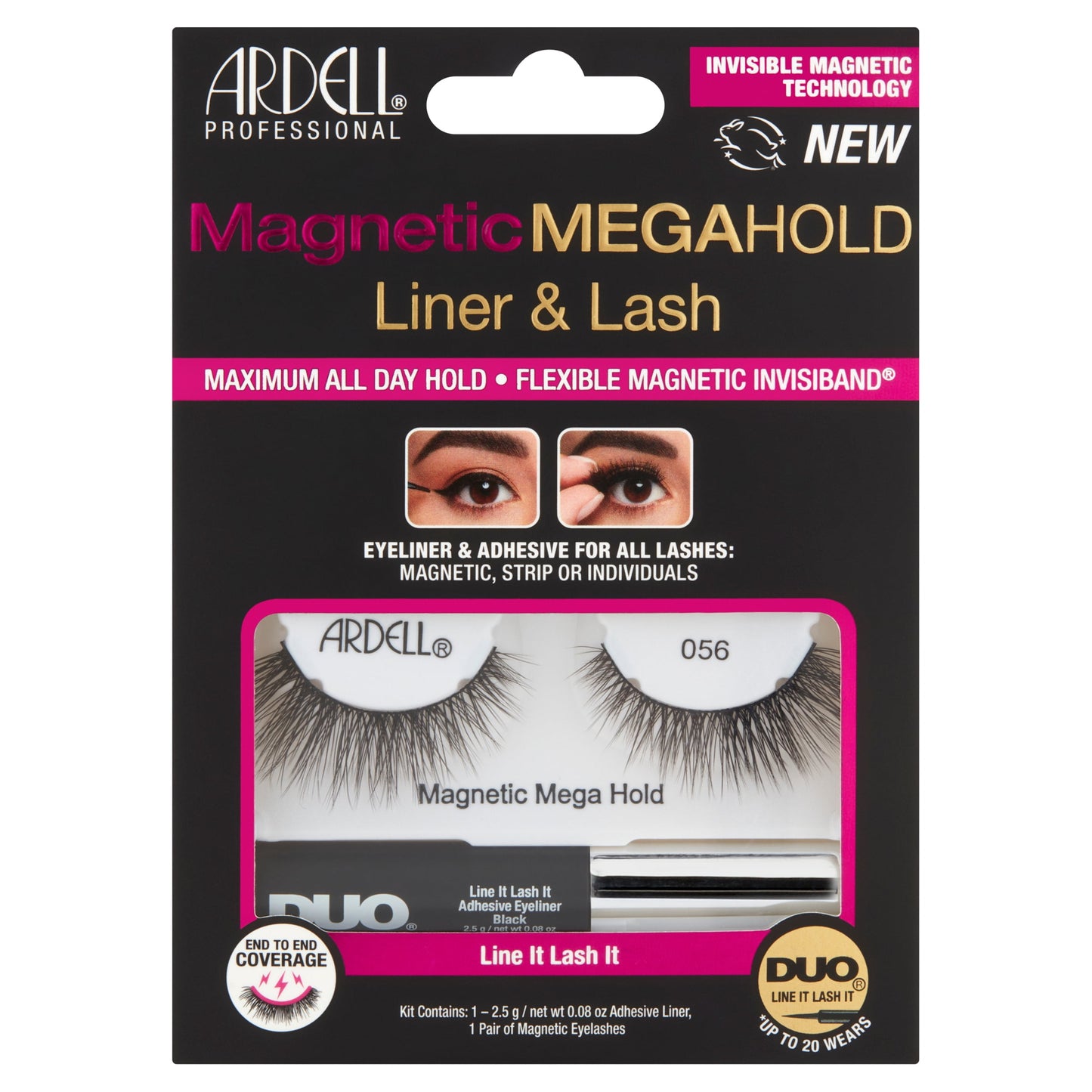 Ardell Magnetic Megahold Liner & False Eyelashes, 056 Black Fake Lashes