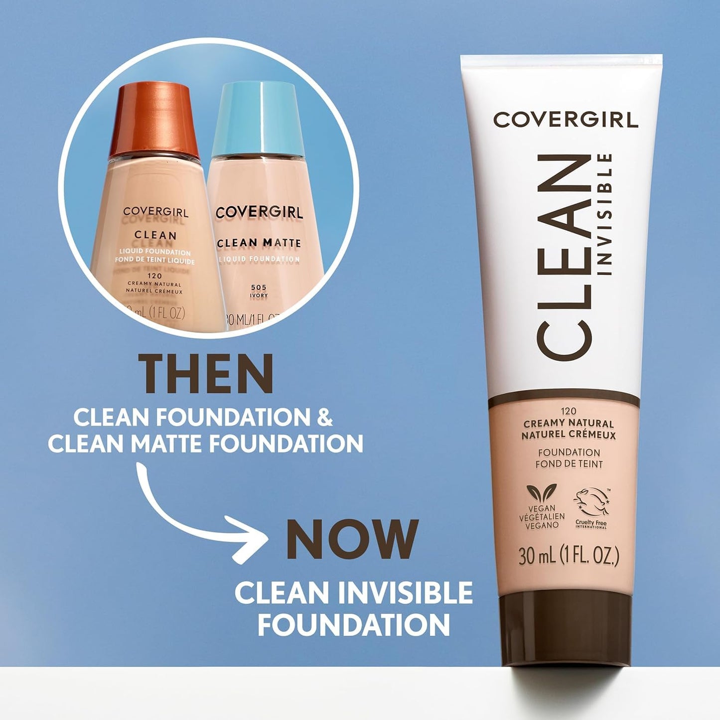 COVERGIRL Clean Matte Liquid Foundation Buff Beige 525, 1 oz