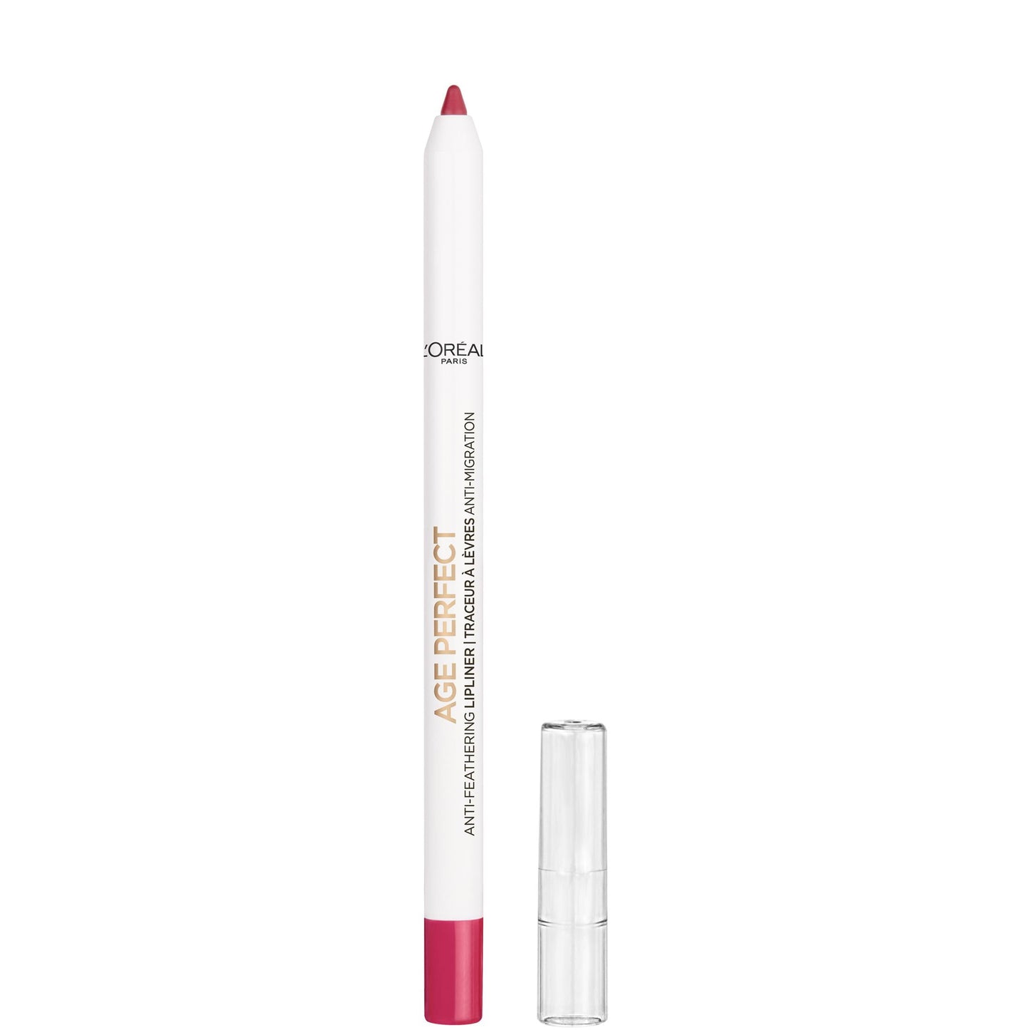 Delineador de labios anti-desvanecimiento Age Perfect de L'Oréal Paris - Aplicación suave, ciruela espléndida, 0,04 onzas líquidas.