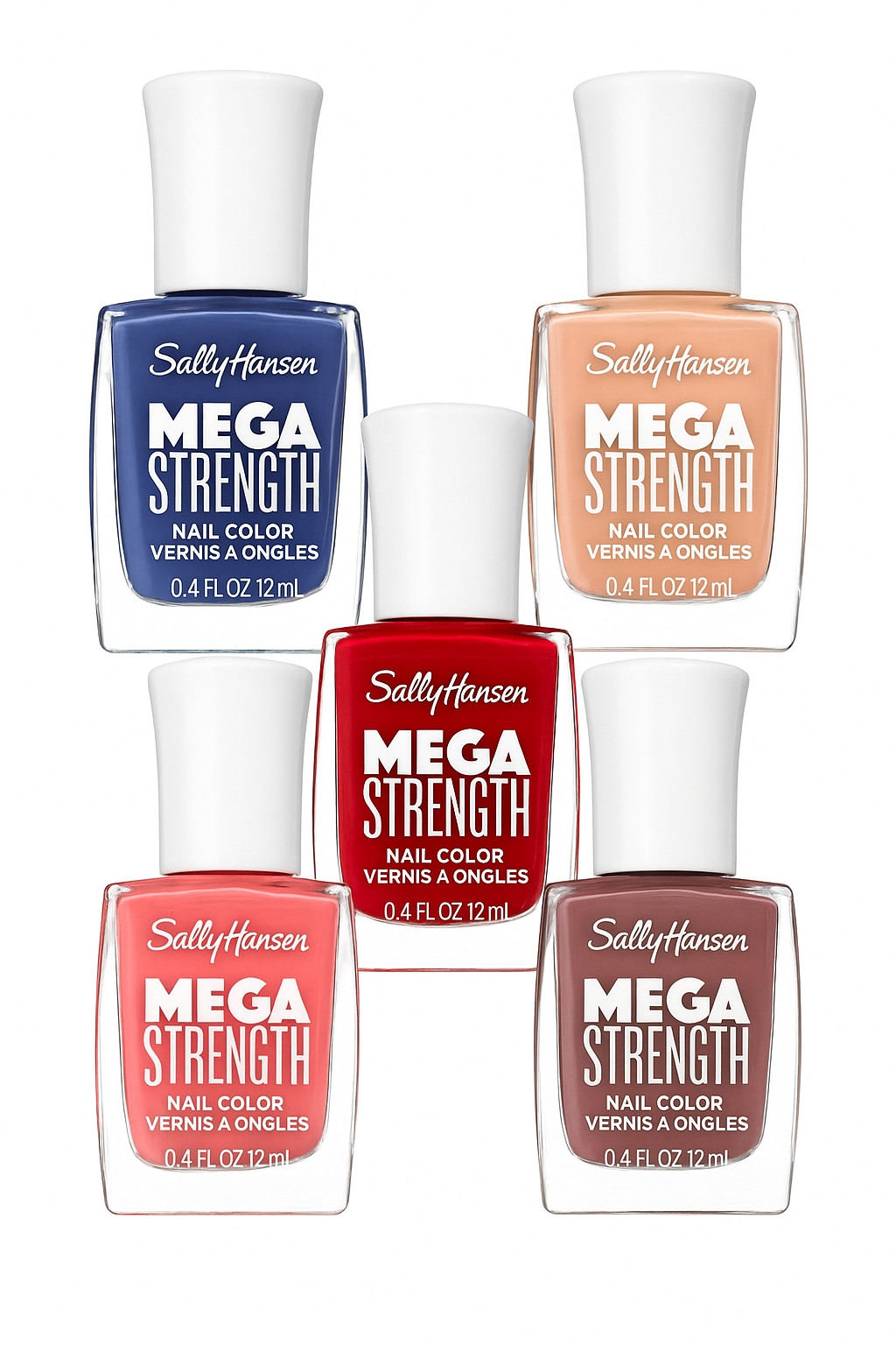 (5-pack) Sally Hansen Mega Strength Nail Polish Bundle