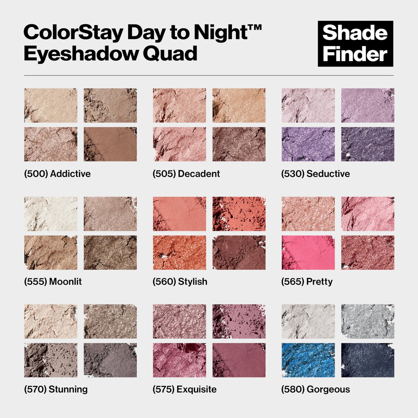 REVLON ColorStay Day to Night Eyeshadow Quad, paleta de sombras de ojos de larga duración con tonos de transición y tacto suave, a prueba de pliegues y manchas, 565 Pretty, 0.16 oz