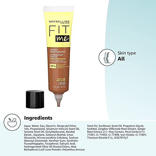 Tubo líquido hidratante con color Maybelline Fit Me para todo tipo de piel