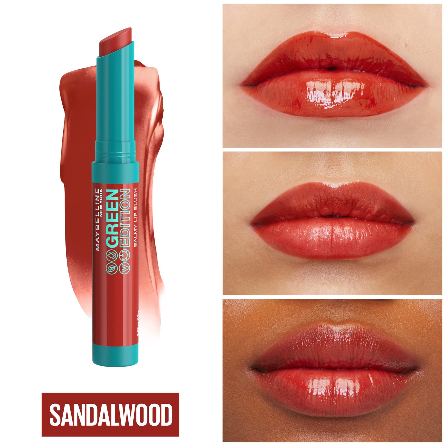 Maybelline Green Edition Balmy Lip Blush, Sandalwood, 0.06 oz.