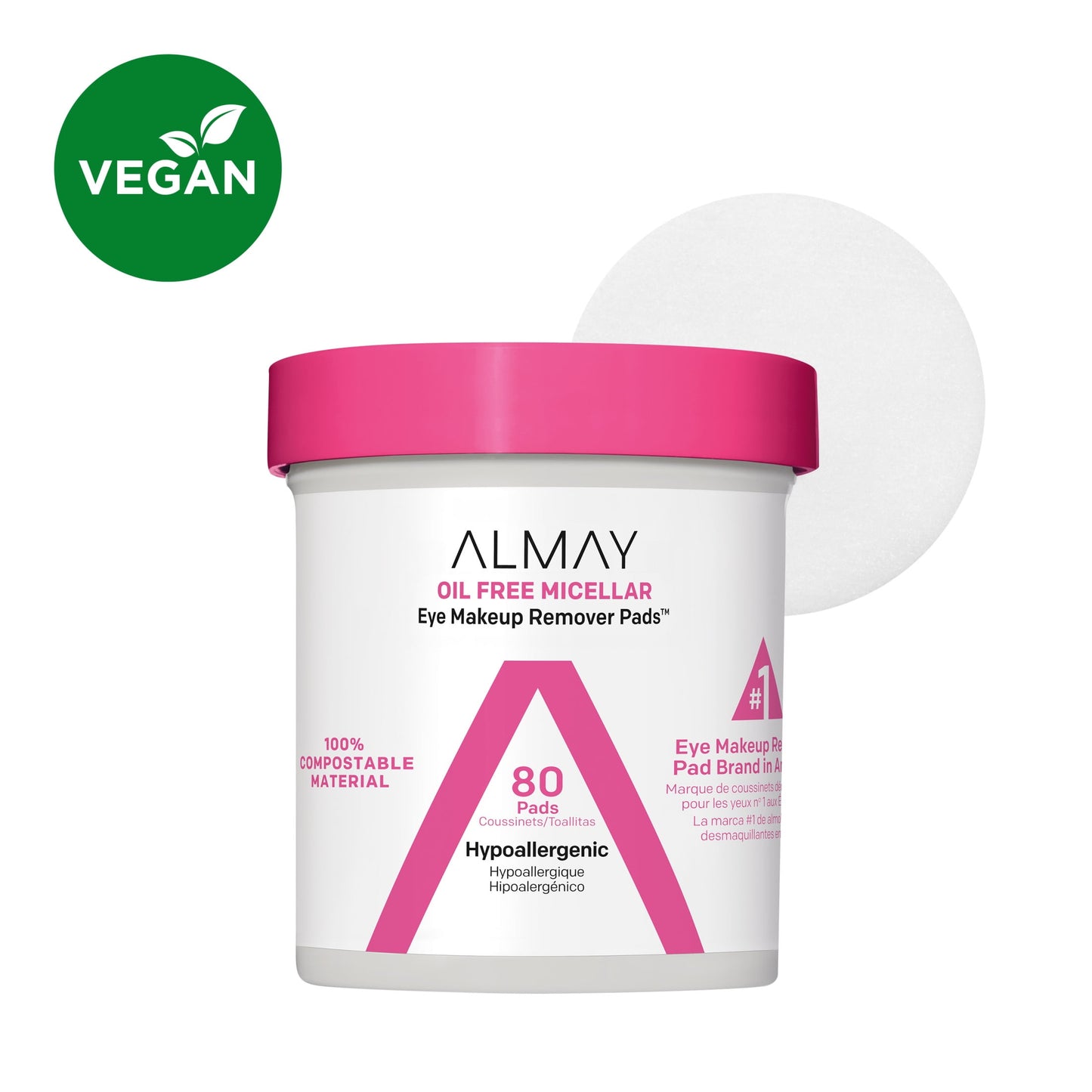 Almay Biodegradable Oil Free Micellar Eye Makeup Remover Pads, 80 count