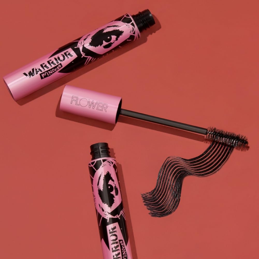 FLOWER BEAUTY Warrior Princess Mascara, Extra Length & Definition (Royal Black)