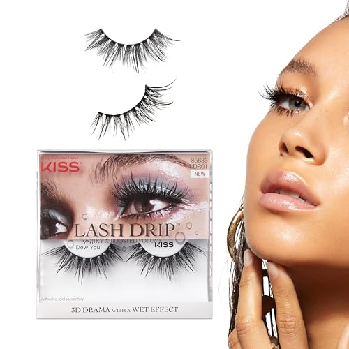 KISS Lash Drip False Eyelashes, Spiky X Boosted Volume, Unique Wet Look Hydrated Effect