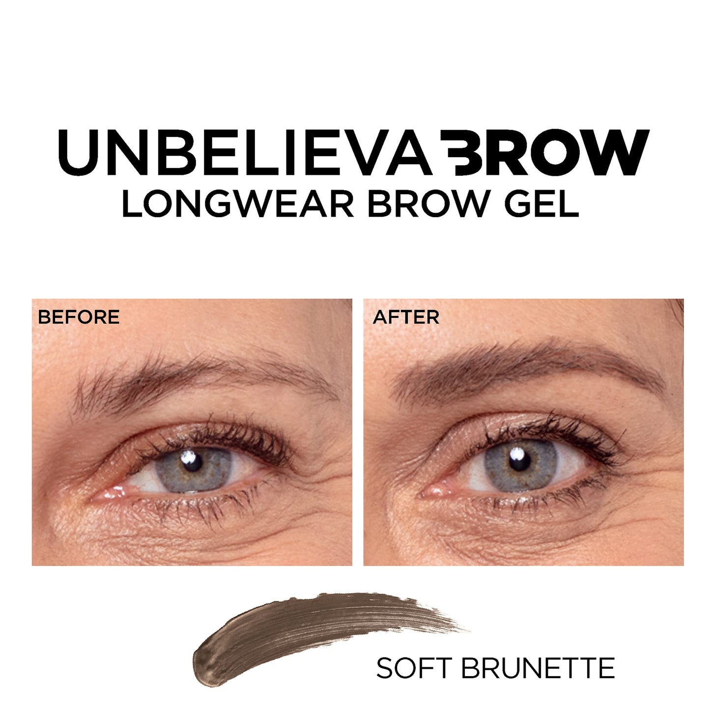 L'Oreal Paris Unbelieva-Brow Longwear Waterproof Tinted Brow Gel, Soft Brunette