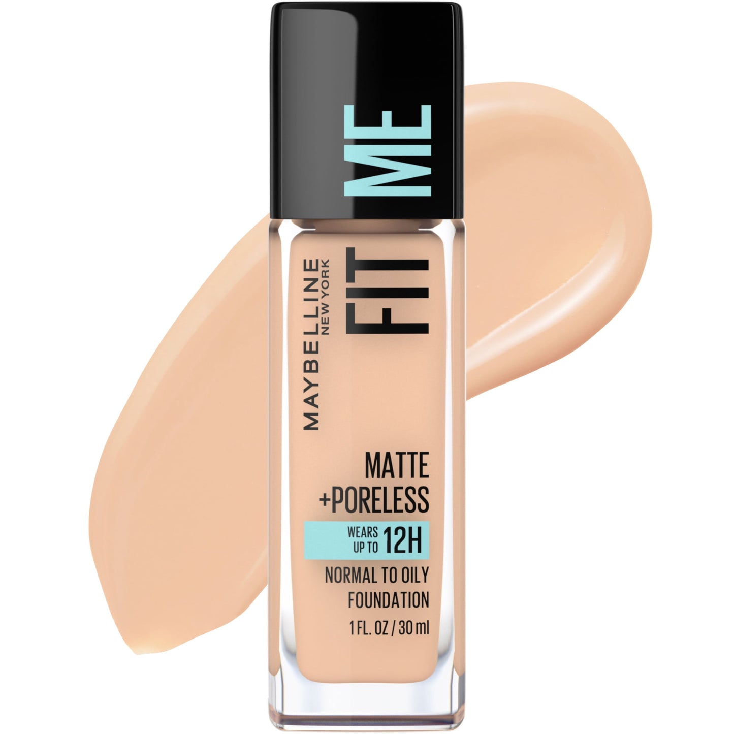 Maybelline New York Fit Me Matte + Poreless Foundation, 125 Nude Beige, 1.0 fl oz