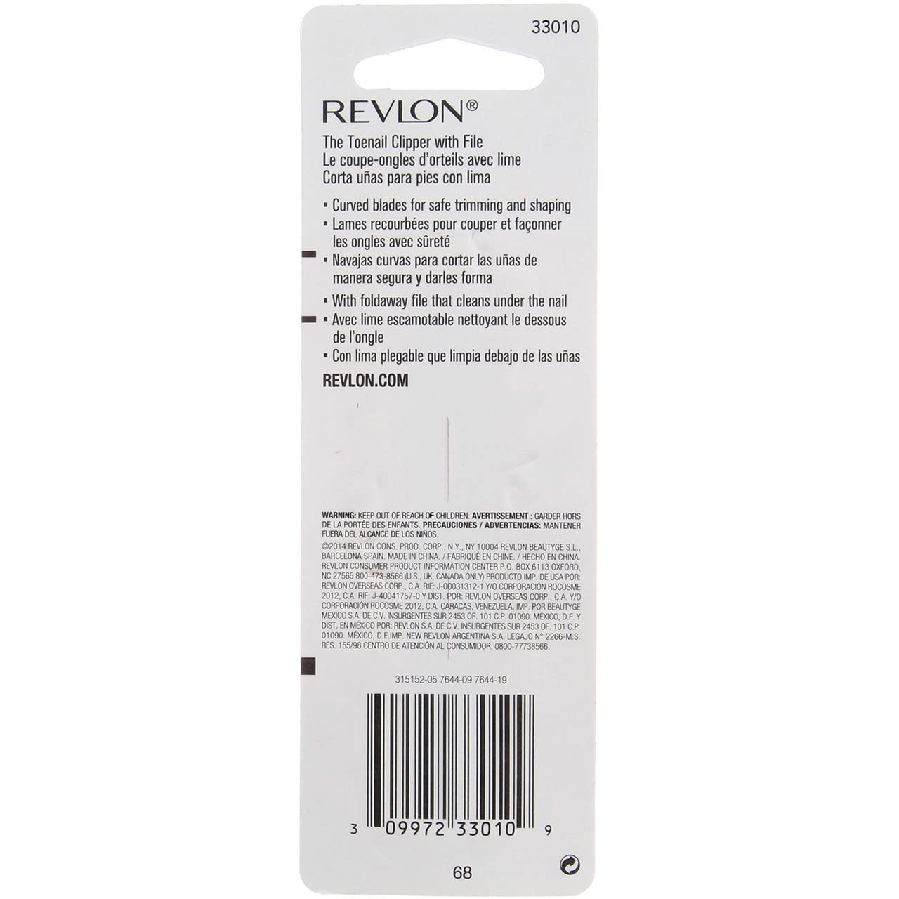 Revlon Accurate Clipping Stainless Steel Toenail Clipper, Silver, 1 Count