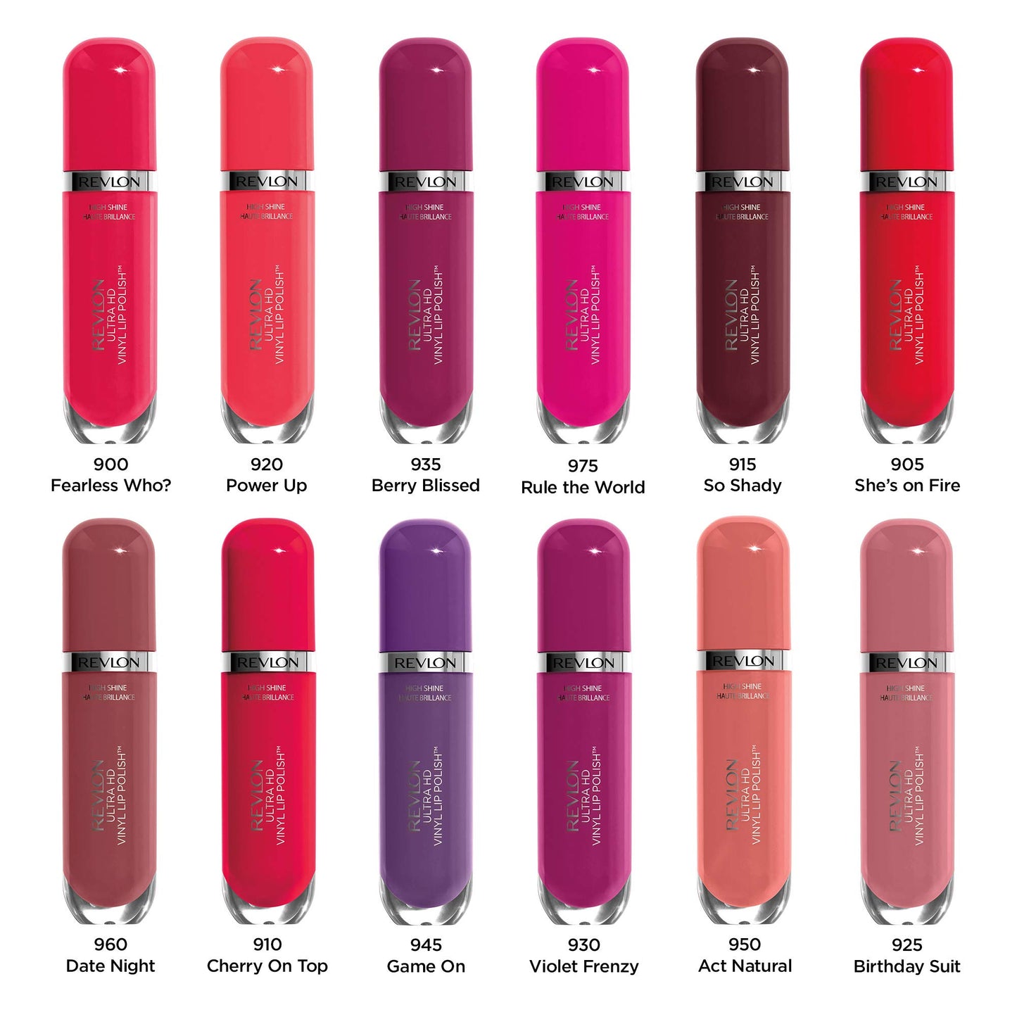 Revlon Ultra HD Vinyl Lip Polish, Liquid Lipstick with Aloe Leaf Extract and Vitamin E , 935 Berry Blissed, 0.16 oz