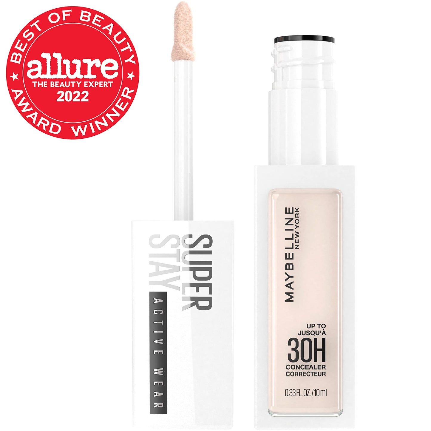 Corrector líquido Maybelline Super Stay, cobertura total, hasta 30 horas de duración, resistente a las manchas, acabado mate natural, sin aceite, disponible en 16 tonos, 01, 1 unidad