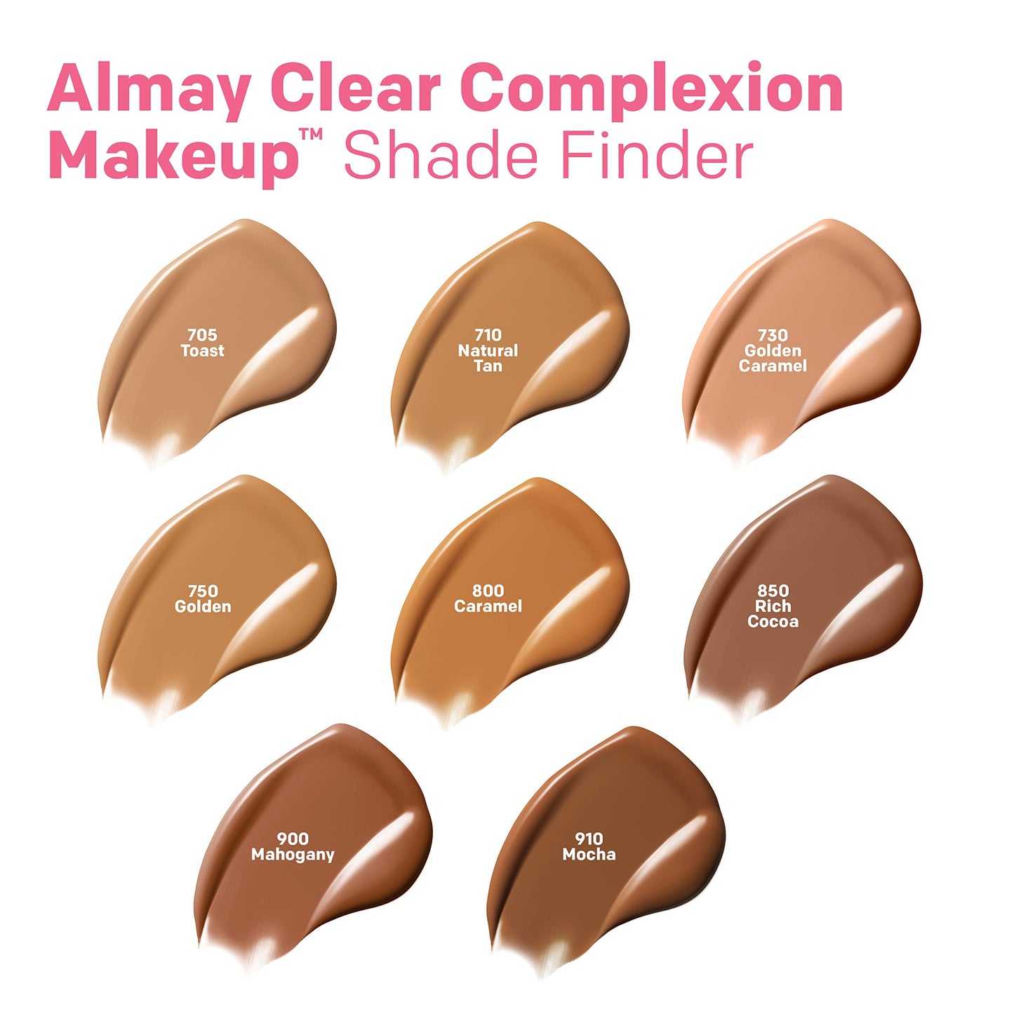 Almay Clear Complexion Foundation Makeup, Hypoallergenic, 800 Caramel, 1 fl oz