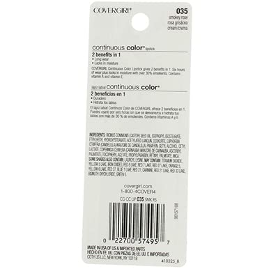 COVERGIRL Continuous Color Lipstick, 35 Smokey Rose, 0.13 oz