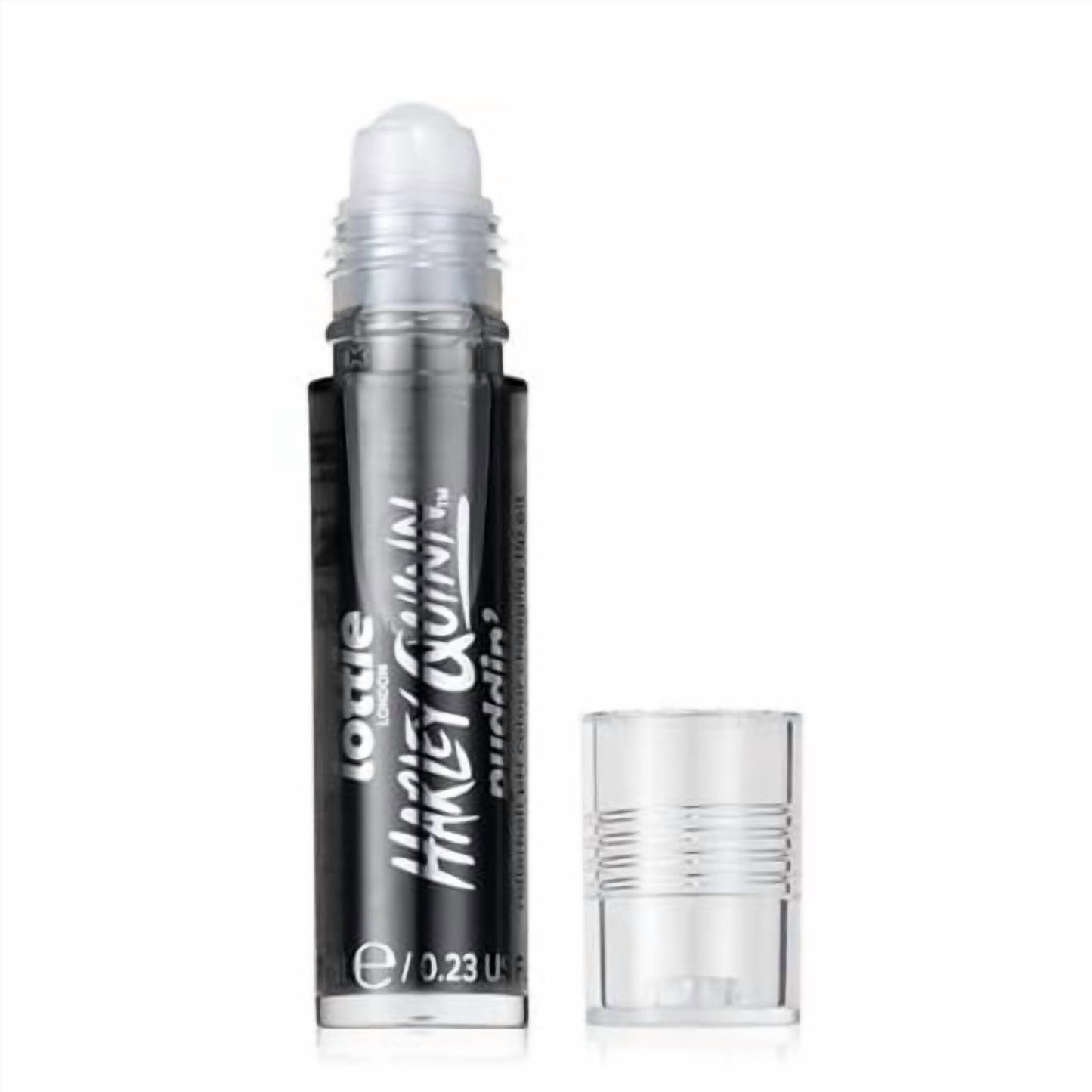 Lottie London x Harley Quinn Puddin’ pH Color Changing Lip Oil in Black, Nourishing lip oil to adapt to the natural pH in your lips for a unique flush of color