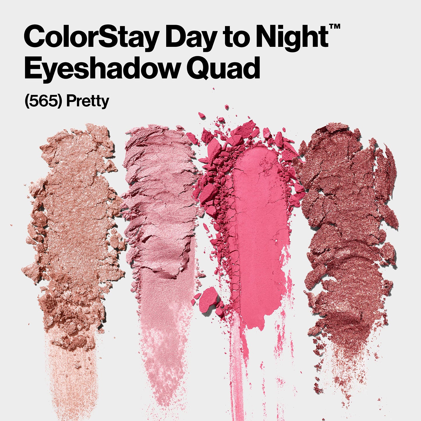 REVLON ColorStay Day to Night Eyeshadow Quad, paleta de sombras de ojos de larga duración con tonos de transición y tacto suave, a prueba de pliegues y manchas, 565 Pretty, 0.16 oz