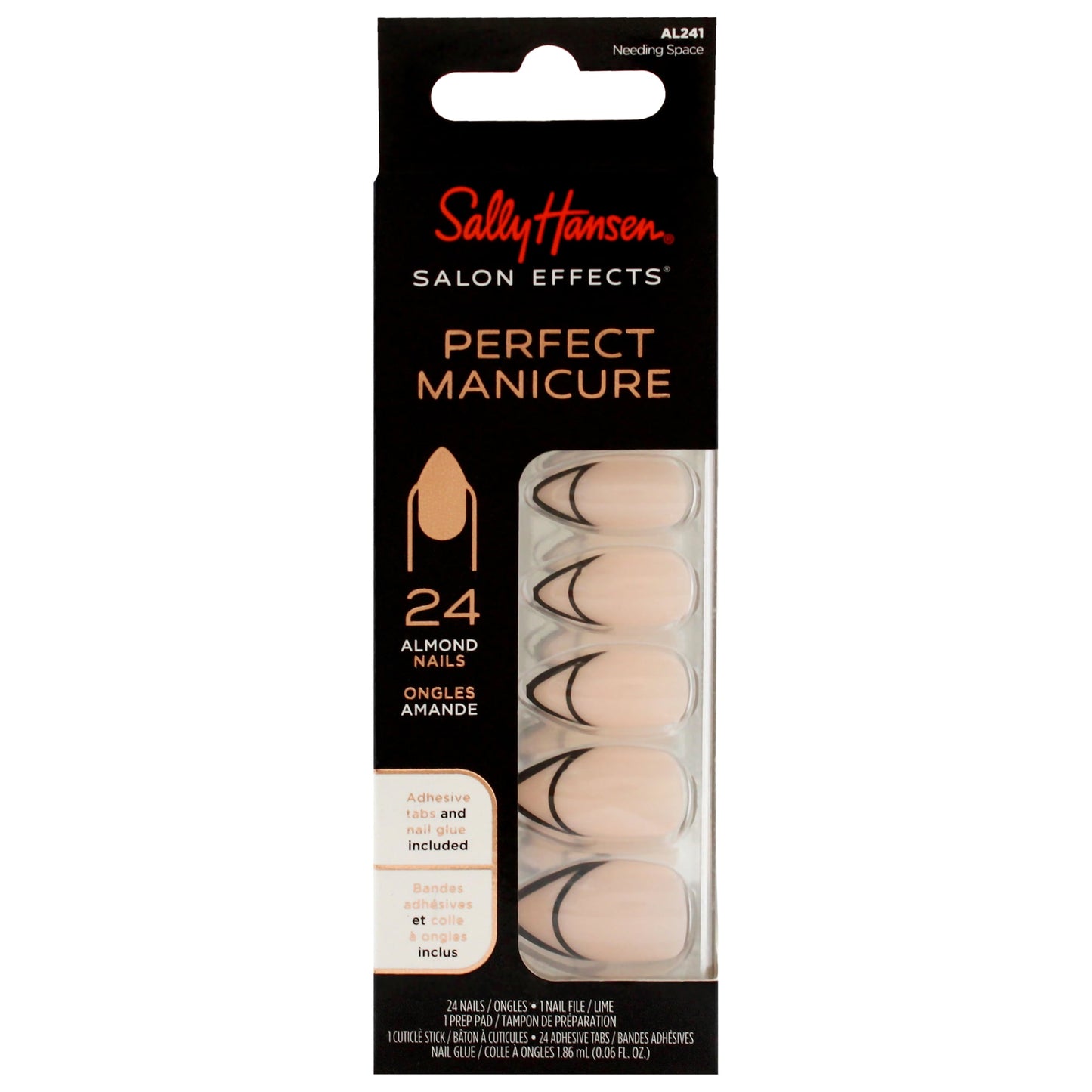 Sally Hansen Perfect Manicure Press On Nails, Almond Shape, Needing Space, 24 False Nails