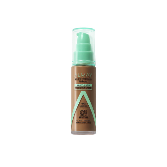 Almay Clear Complexion Foundation Makeup, Hypoallergenic, 910 Mocha, 1 fl oz
