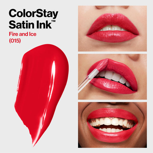 Revlon ColorStay Satin Ink Long Lasting Lipstick with Vitamin E, 015 Fire & Ice, 0.17 fl. Oz