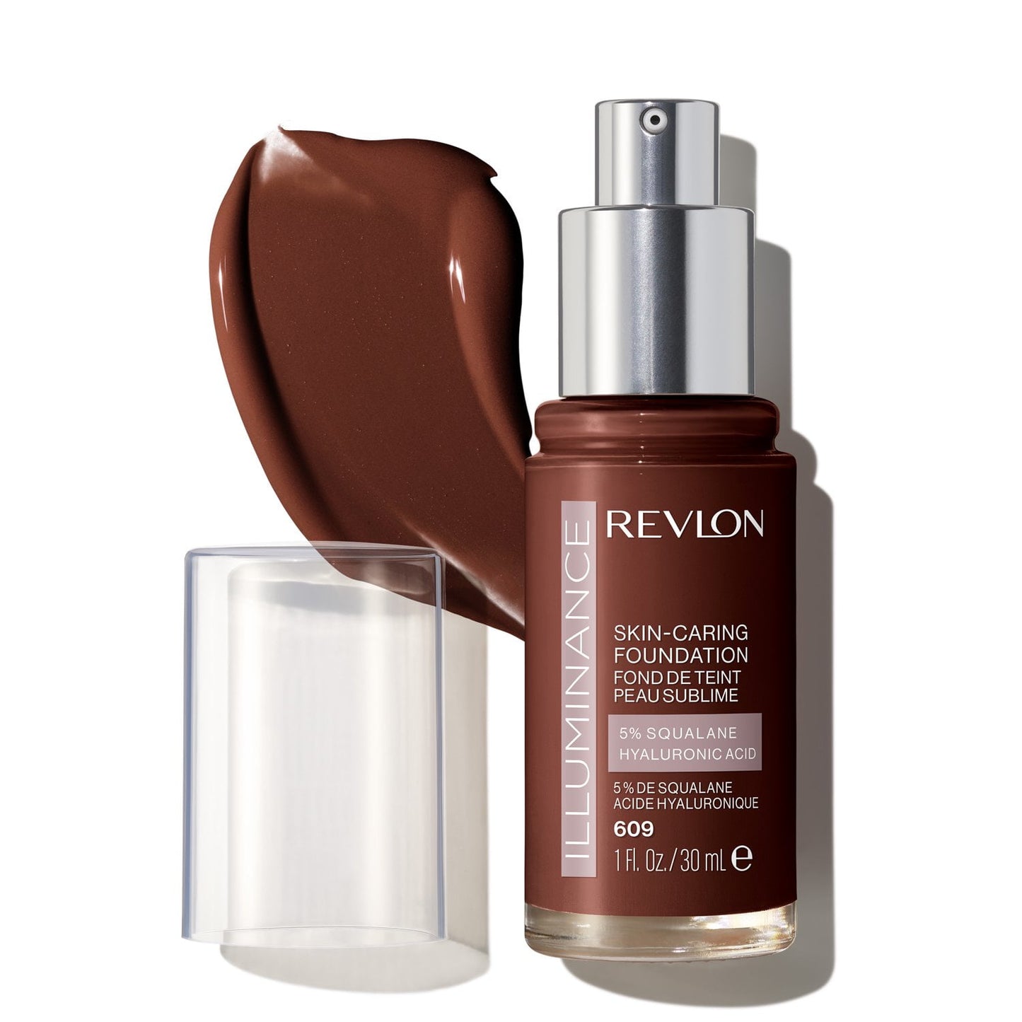 Revlon Illuminance Skin-Caring Liquid Foundation, Hyaluronic Acid, Hydrating and Nourishing Formula with Medium Coverage, 609 Sienna, 1 fl oz