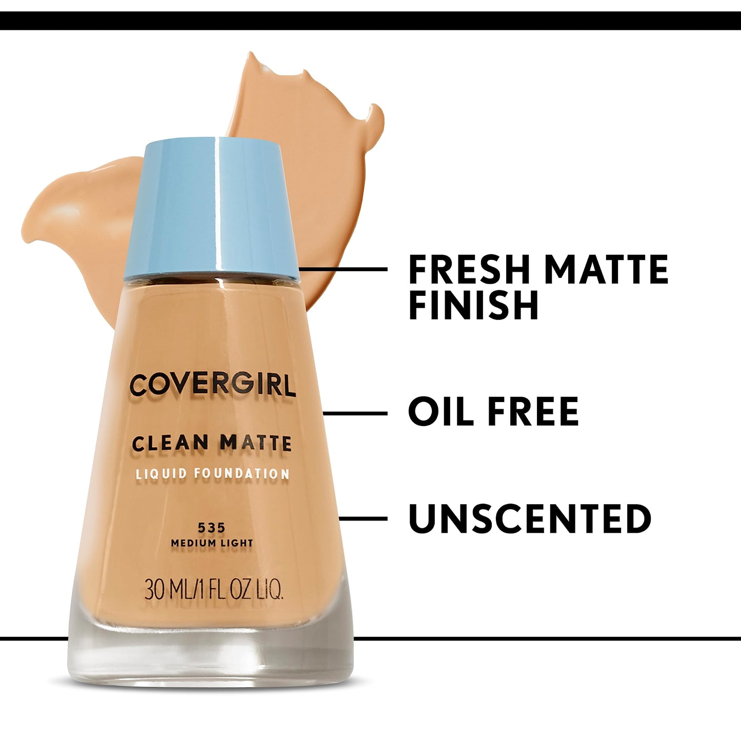 COVERGIRL Clean Matte Liquid Foundation Buff Beige 525, 1 oz