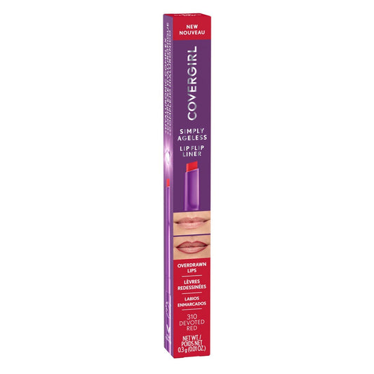 CoverGirl Simply Ageless Lip Flip Liner - Long Lasting Lip Liner - Devoted Red