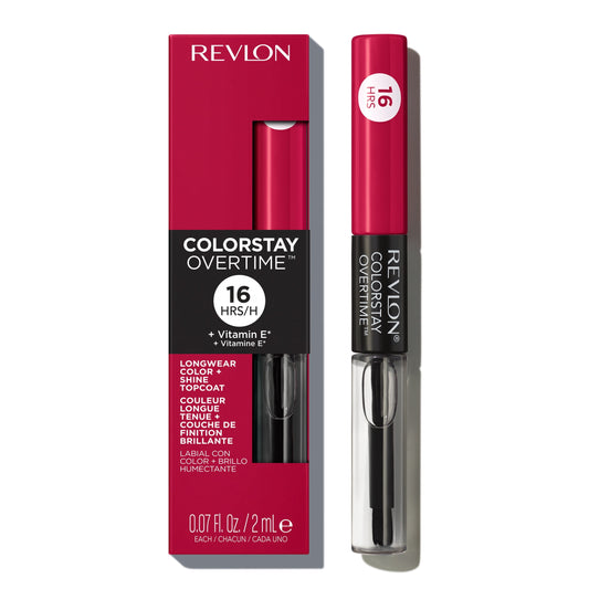 Revlon ColorStay Overtime Longwearing Gloss Lipstick with Vitamin E, 480 Unending Red, 0.07 fl oz