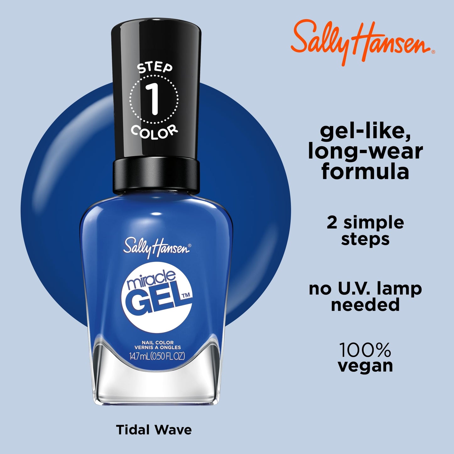 Sally Hansen Miracle Gel™, Tidal Wave, Long Lasting, Blue Nail Polish