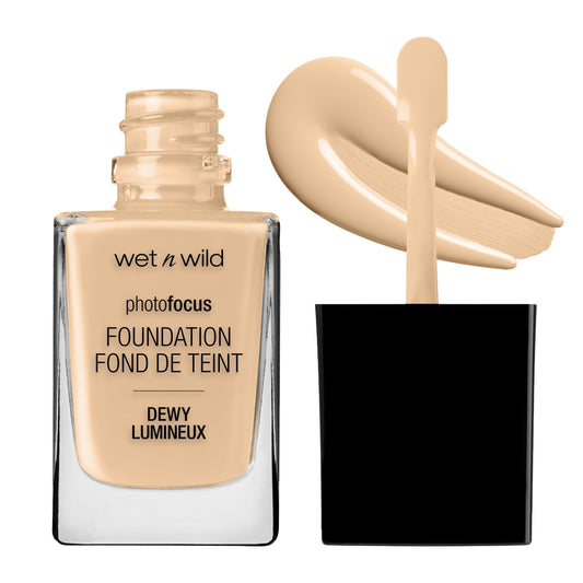 Wet n Wild Photo Focus Dewy Liquid Foundation Makeup, Soft Beige, 1.0 Fl oz
