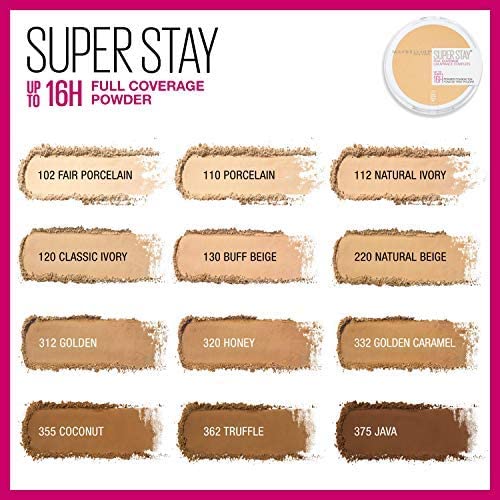 Maybelline Super Stay Full Coverage Powder Foundation Makeup, Matte Finish, Porcelain
