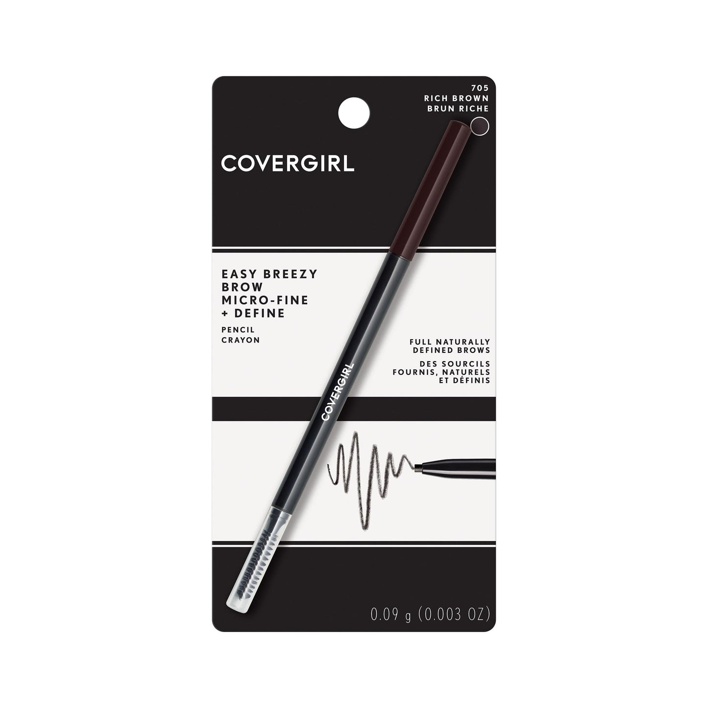 COVERGIRL Easy Breezy Brow Micro-Fine + Define Pencil, Rich Brown, 0.003 oz