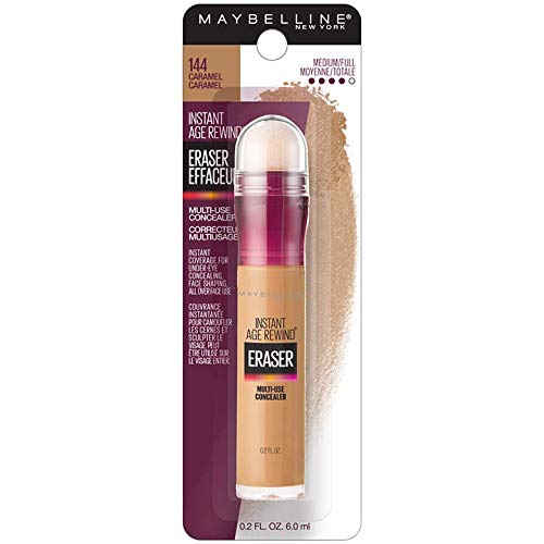 Maybelline Instant Age Rewind Eraser Dark Circles Treatment Concealer, 144 Caramel, 0.2 oz