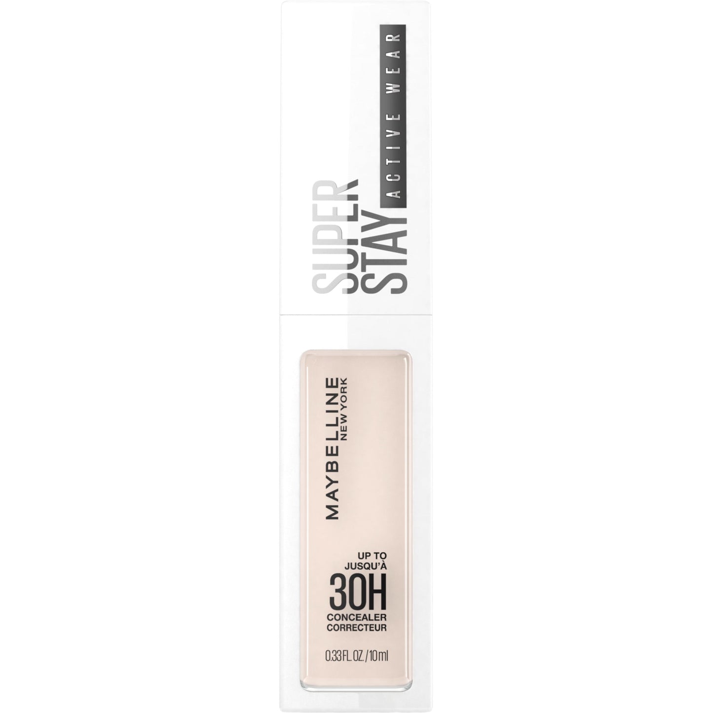 Corrector líquido Maybelline Super Stay, cobertura total, hasta 30 horas de duración, resistente a las manchas, acabado mate natural, sin aceite, disponible en 16 tonos, 01, 1 unidad