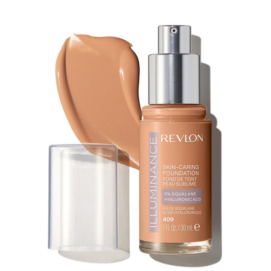 Revlon Illuminance Skin-Caring Liquid Foundation Makeup, Medium Coverage, 409 Brulee, 1 fl oz