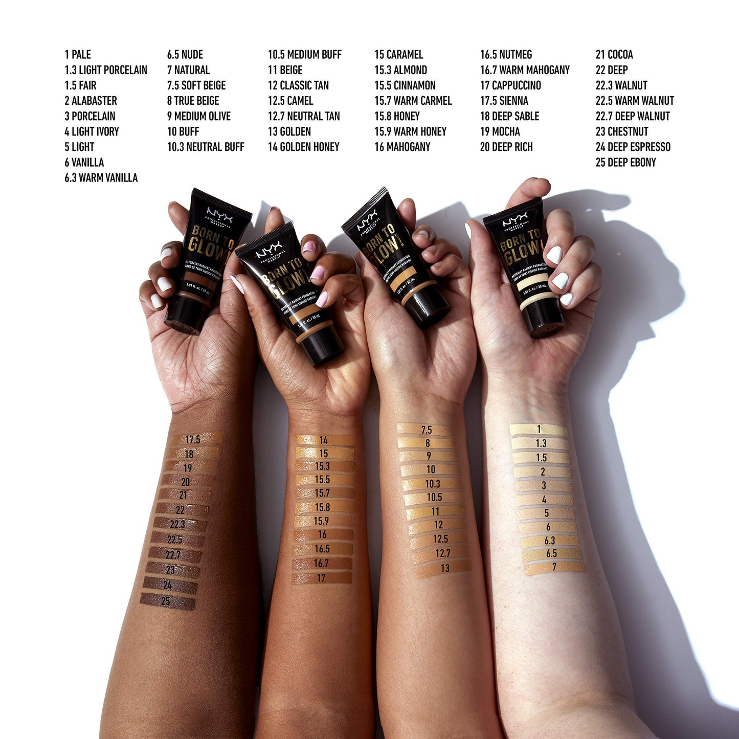 NYX Professional Makeup Born To Glow Naturally Radiant Foundation, Medium Coverage, Light