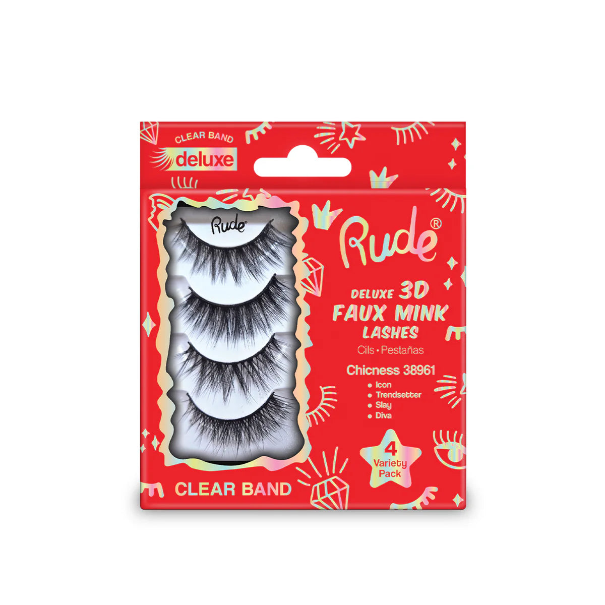 RUDE Deluxe 3D Faux Mink Lashes 4 Variety Pack