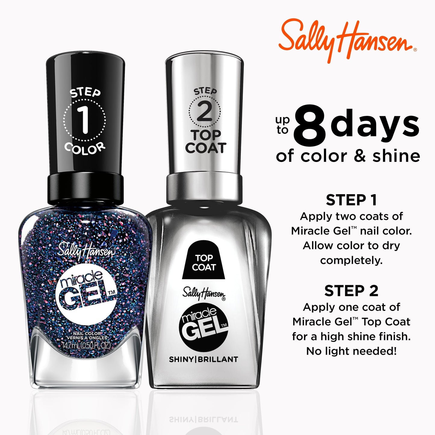 Sally Hansen Miracle Gel Nail Polish, Girls Flip, 0.50 fl oz, No UV Lamp Needed, Long Lasting, Chip Resistant