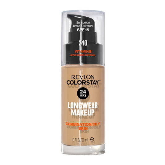 Revlon ColorStay Liquid Foundation Makeup, Matte Finish, Combination/Oily Skin, SPF 15, 240 Medium Beige, 1 fl oz