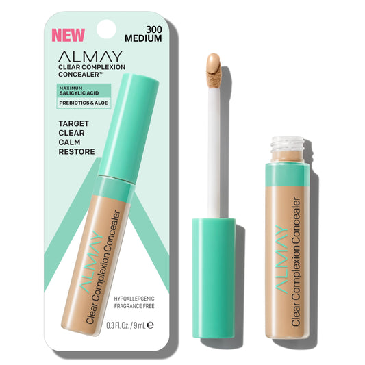 Almay Clear Complexion Concealer Makeup, Hypoallergenic, 300 Medium, 0.3 fl oz