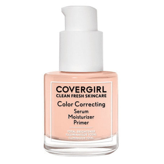 COVERGIRL Clean Fresh Primer, Color Correcting Serum and Moisturizer, Total Brightener, Light 1.0 fl oz