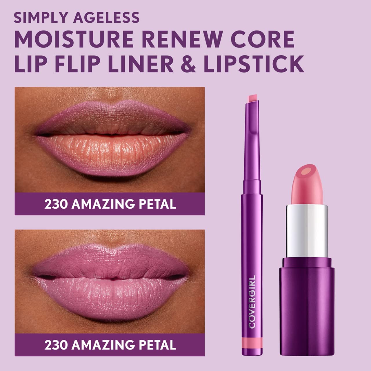 CoverGirl Simply Ageless Lip Flip Liner - Long Lasting Lip Liner - Amazing Petal