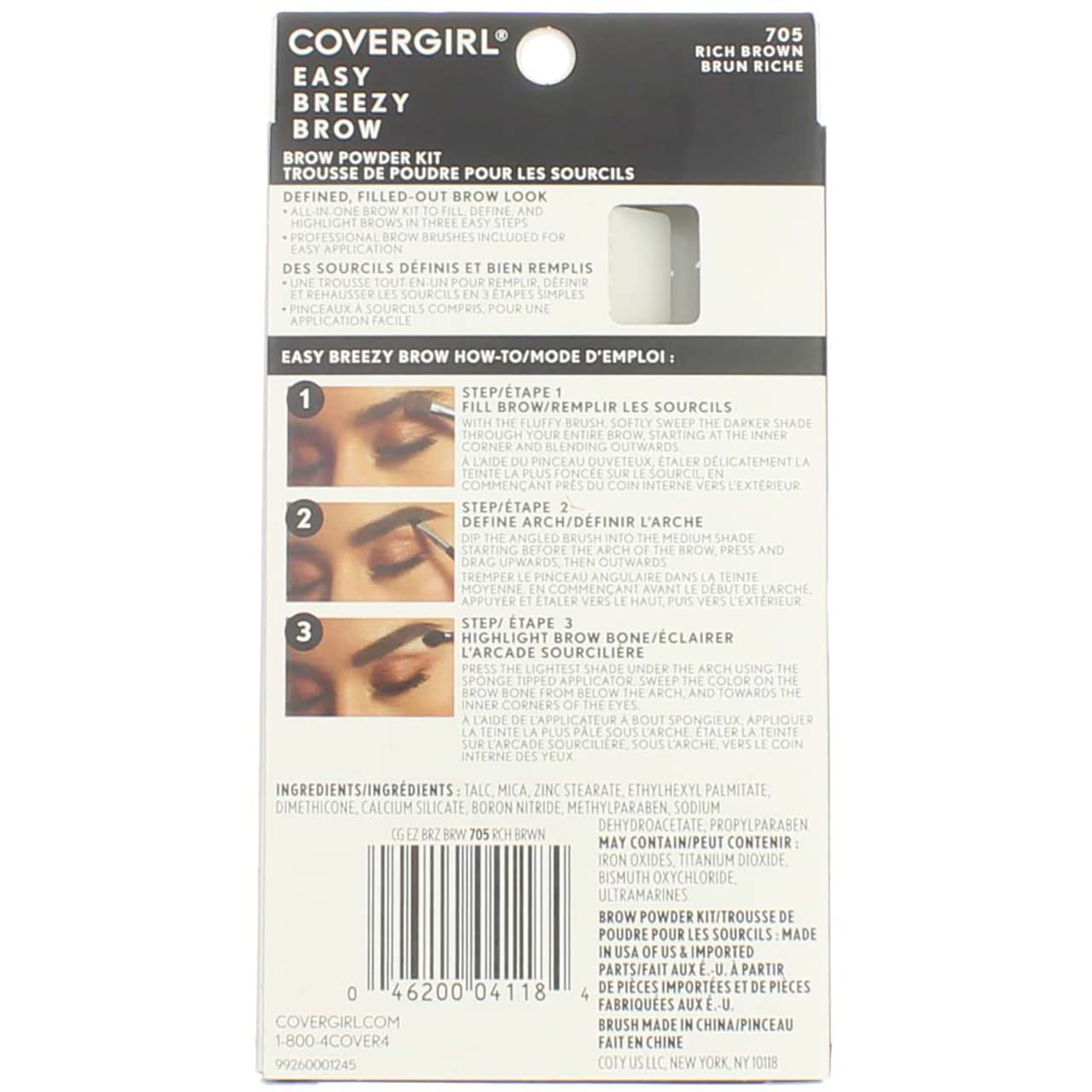 COVERGIRL Easy Breezy Brow Powder Kit, 705 Rich Brown