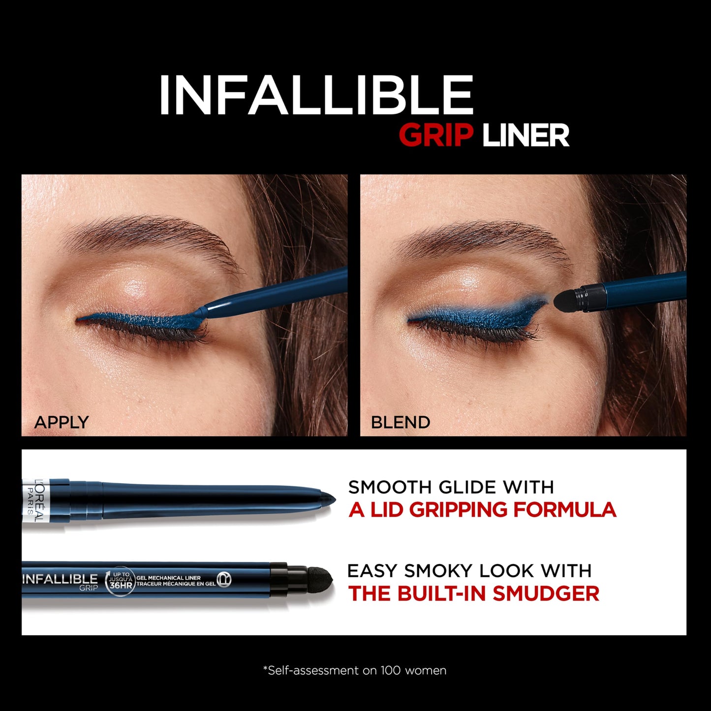 L'Oreal Paris Infallible Grip Mechanical Gel Eyeliner Pencil, Blue Jersey, Waterproof, Smudge-Proof, 0.01 oz