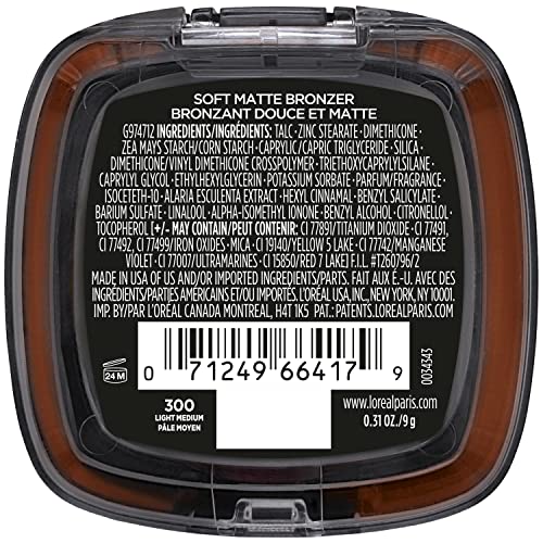 L'Oreal Paris Infallible Soft Matte Bronzer, Light Medium, 0.31 oz