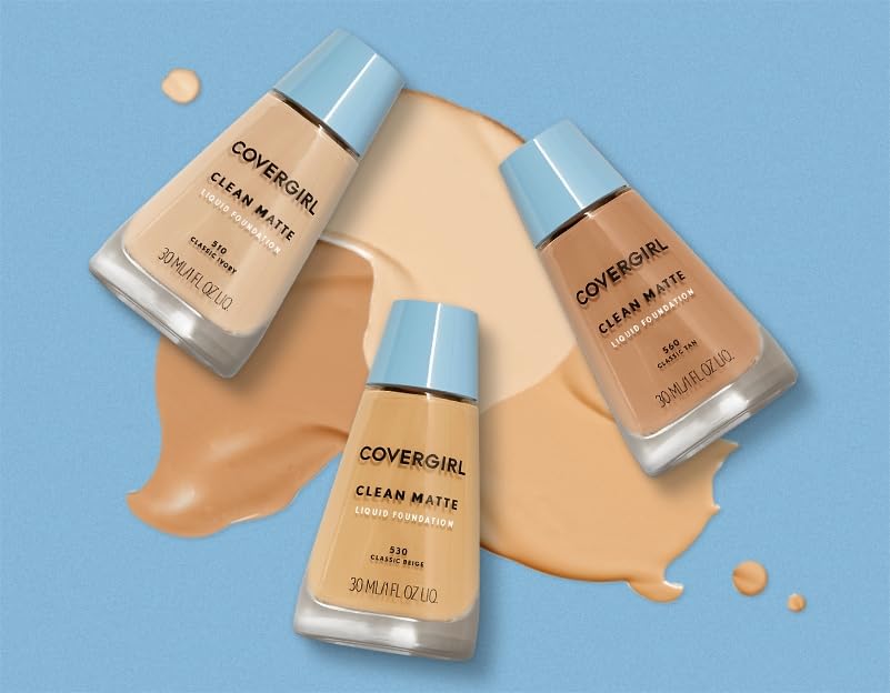 COVERGIRL Clean Matte Liquid Foundation Buff Beige 525, 1 oz