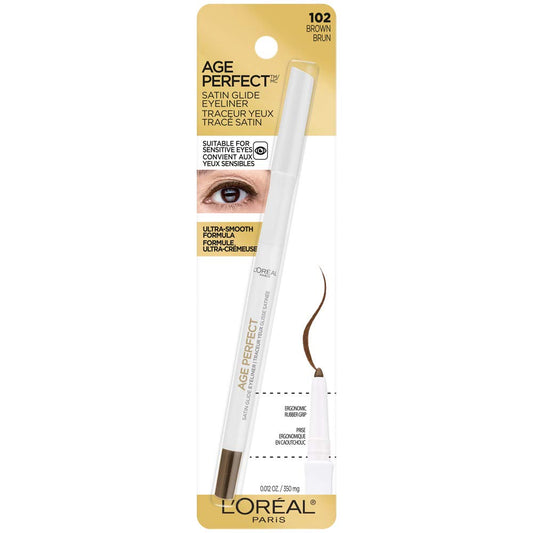 L'Oreal Paris Waterproof Satin Glide Eyeliner Pencil, Brown, Smudge-Resistant