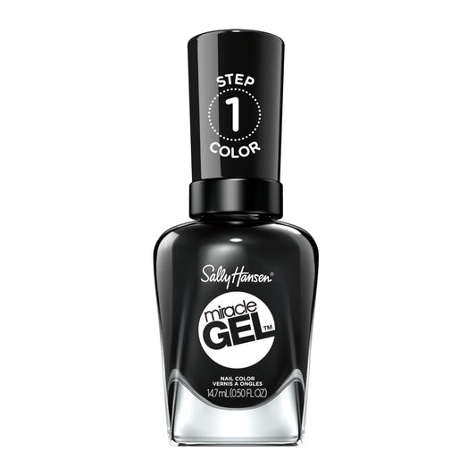 Sally Hansen Miracle Gel, Onyx-pected, Long Lasting, Gel-Like Formula, No UV Lamp Needed, Opaque, Shiny Black Nail Polish