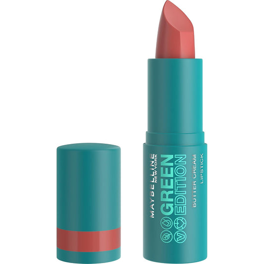 Maybelline Green Edition Butter Cream High-Pigment Bullet Lipstick, Shore, Coral Nude, 0.12 oz