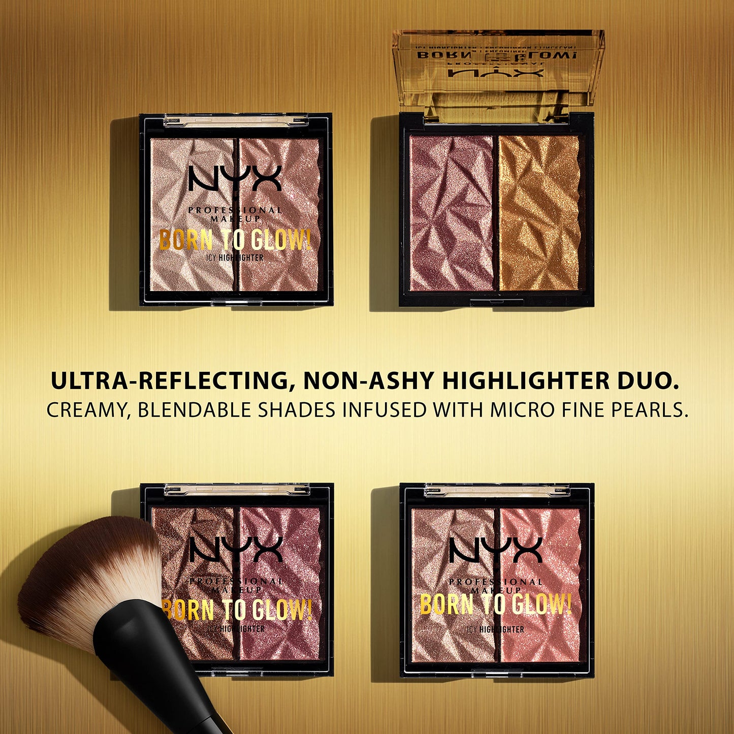 NYX Professional Makeup Born to Glow Highlighter Duo, High Key Flex, 0.07 oz